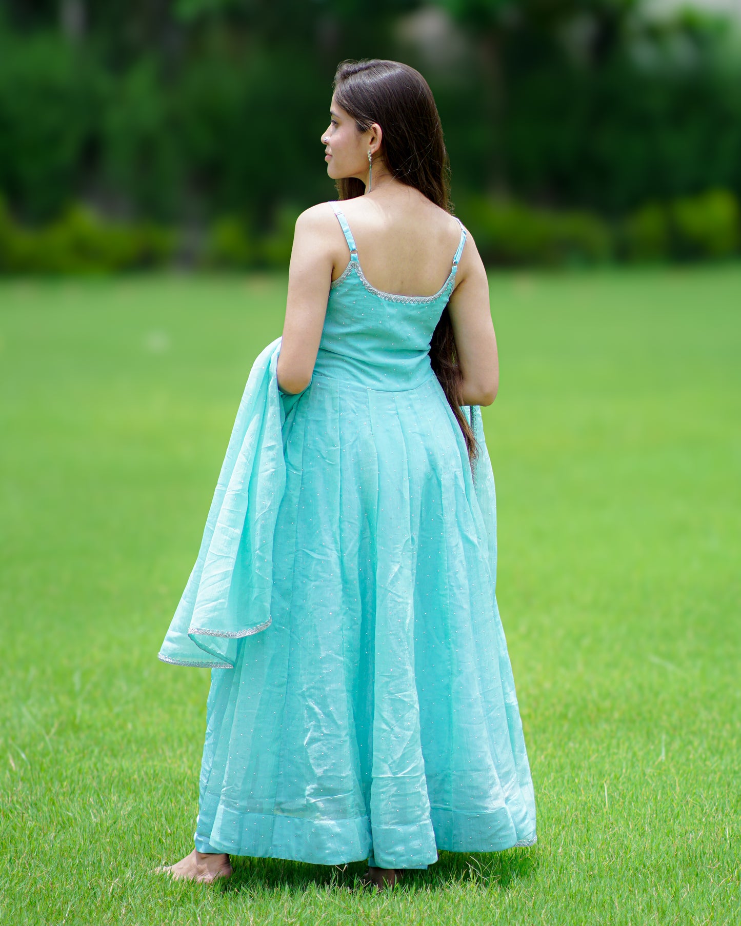 Sea Blue Anarkali Set