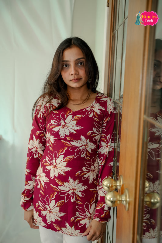 Maroon Corset Back Kurti