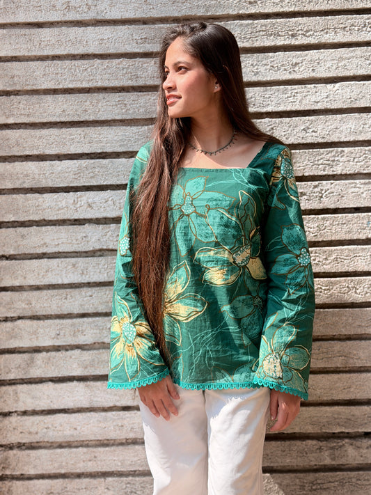 Green Bell Sleeves Kurti