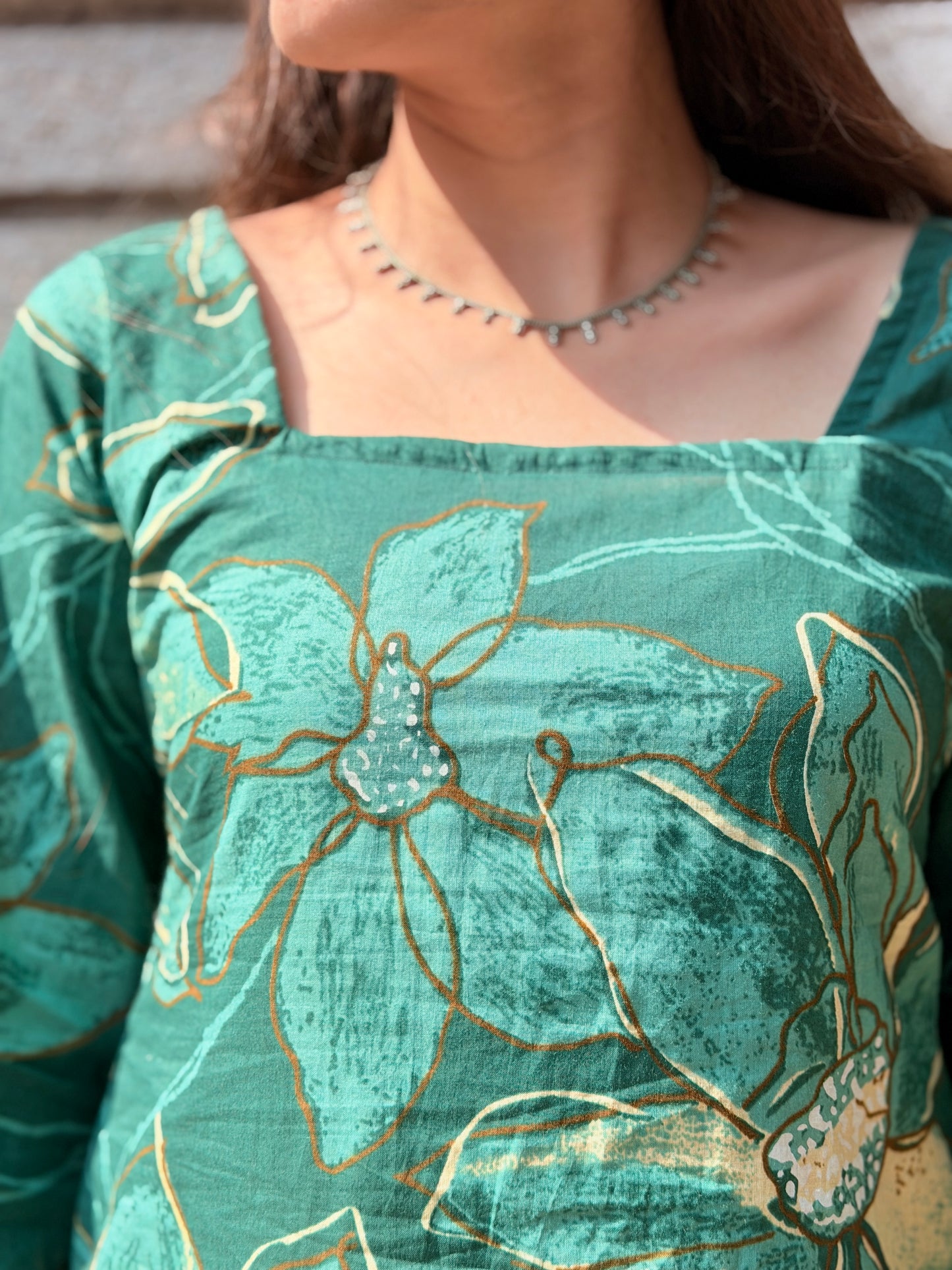Green Bell Sleeves Kurti