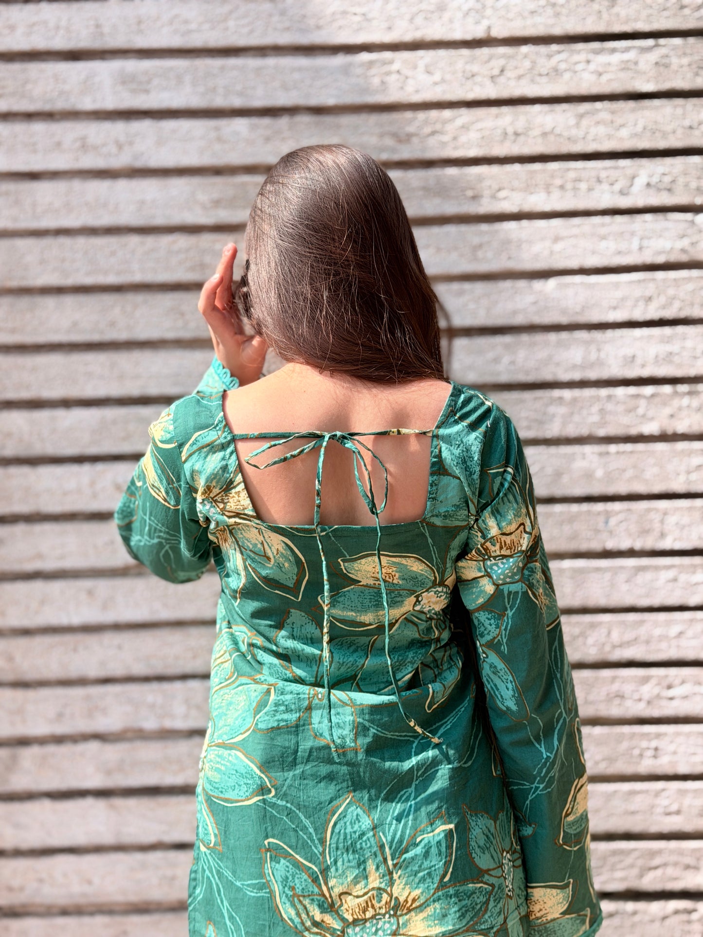 Green Bell Sleeves Kurti