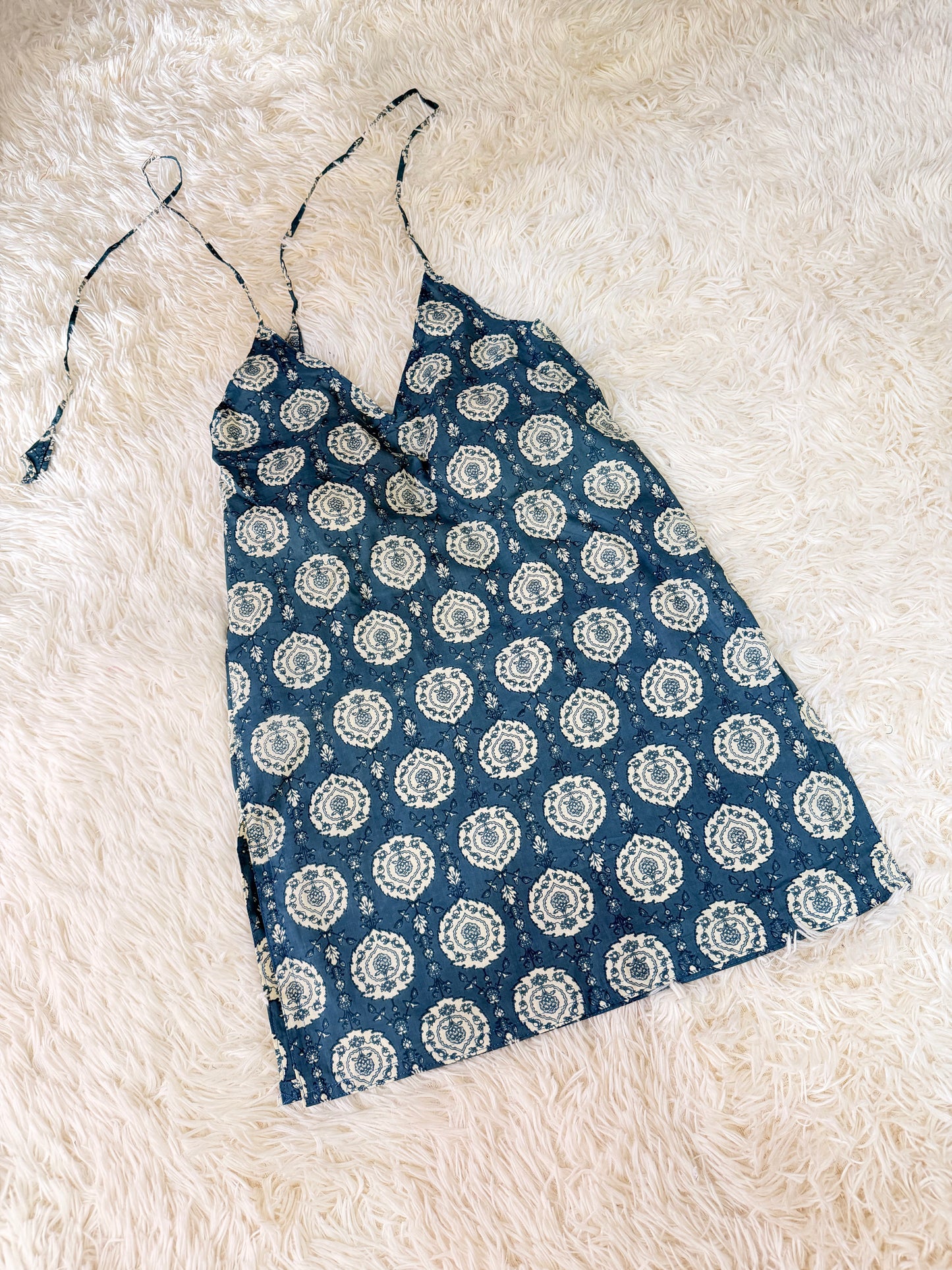 Dusty Blue Halter Neck Kurti