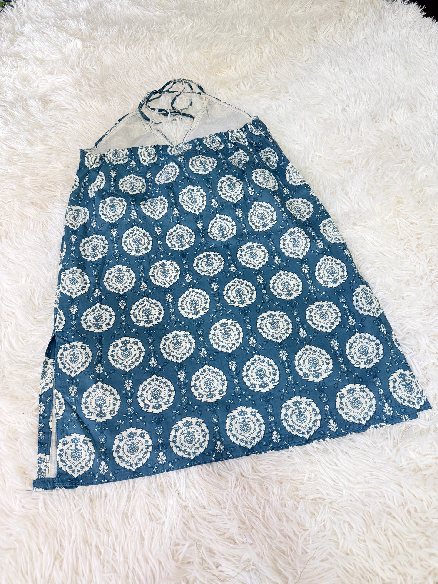 Dusty Blue Halter Neck Kurti