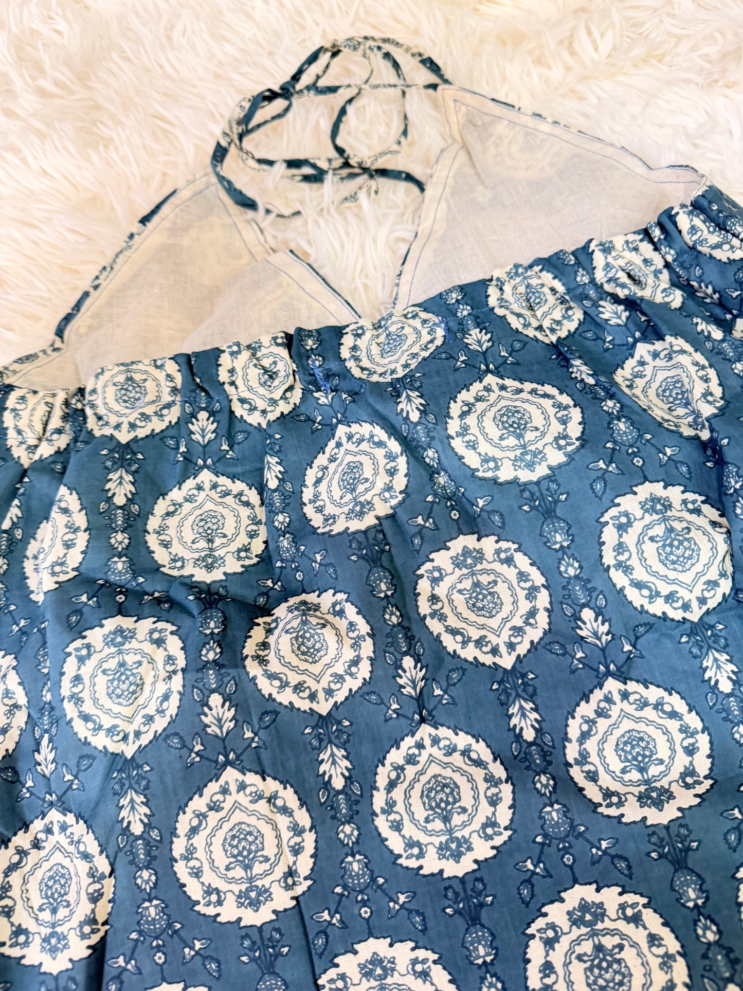 Dusty Blue Halter Neck Kurti